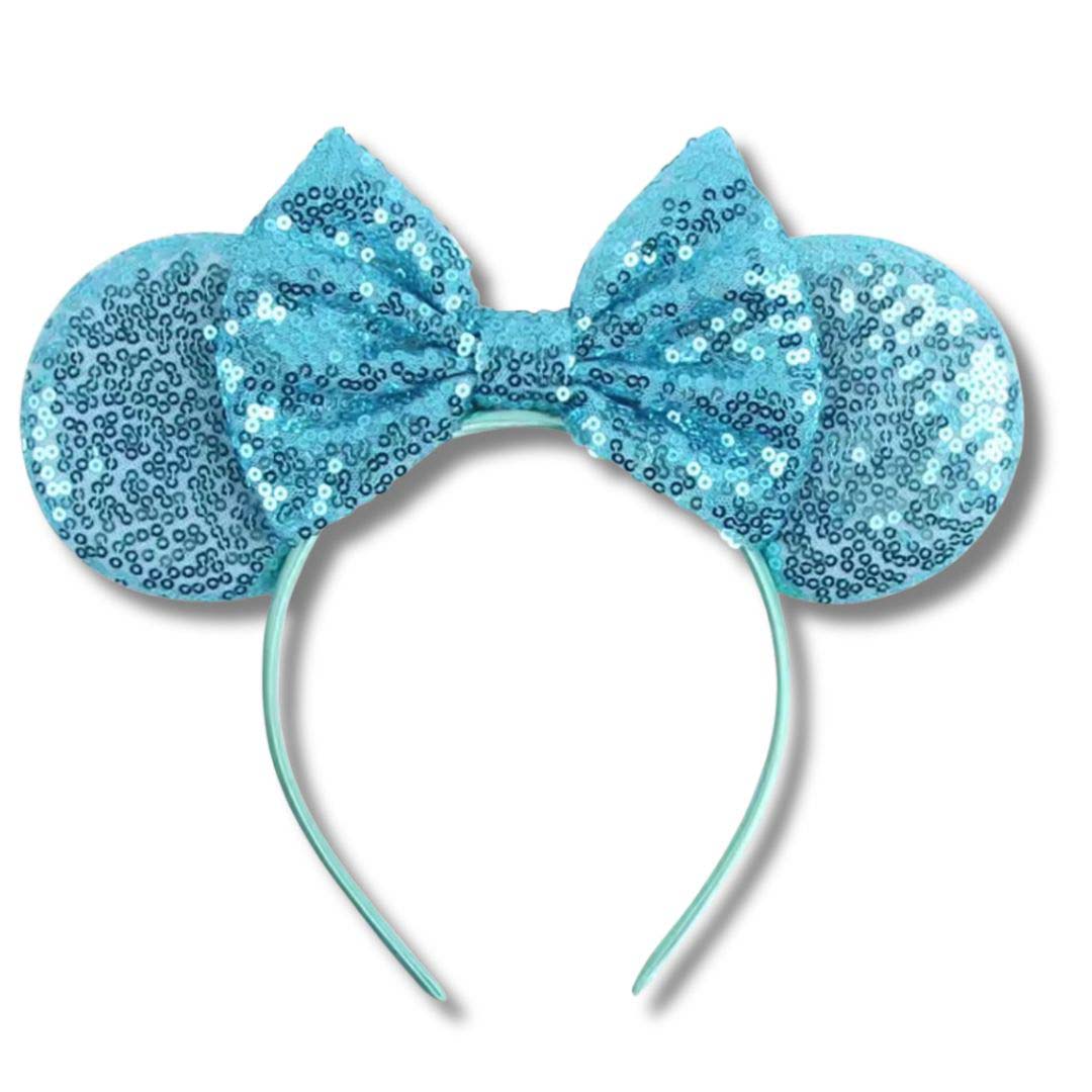 Sky Blue Sequin Ears Headband with Bow