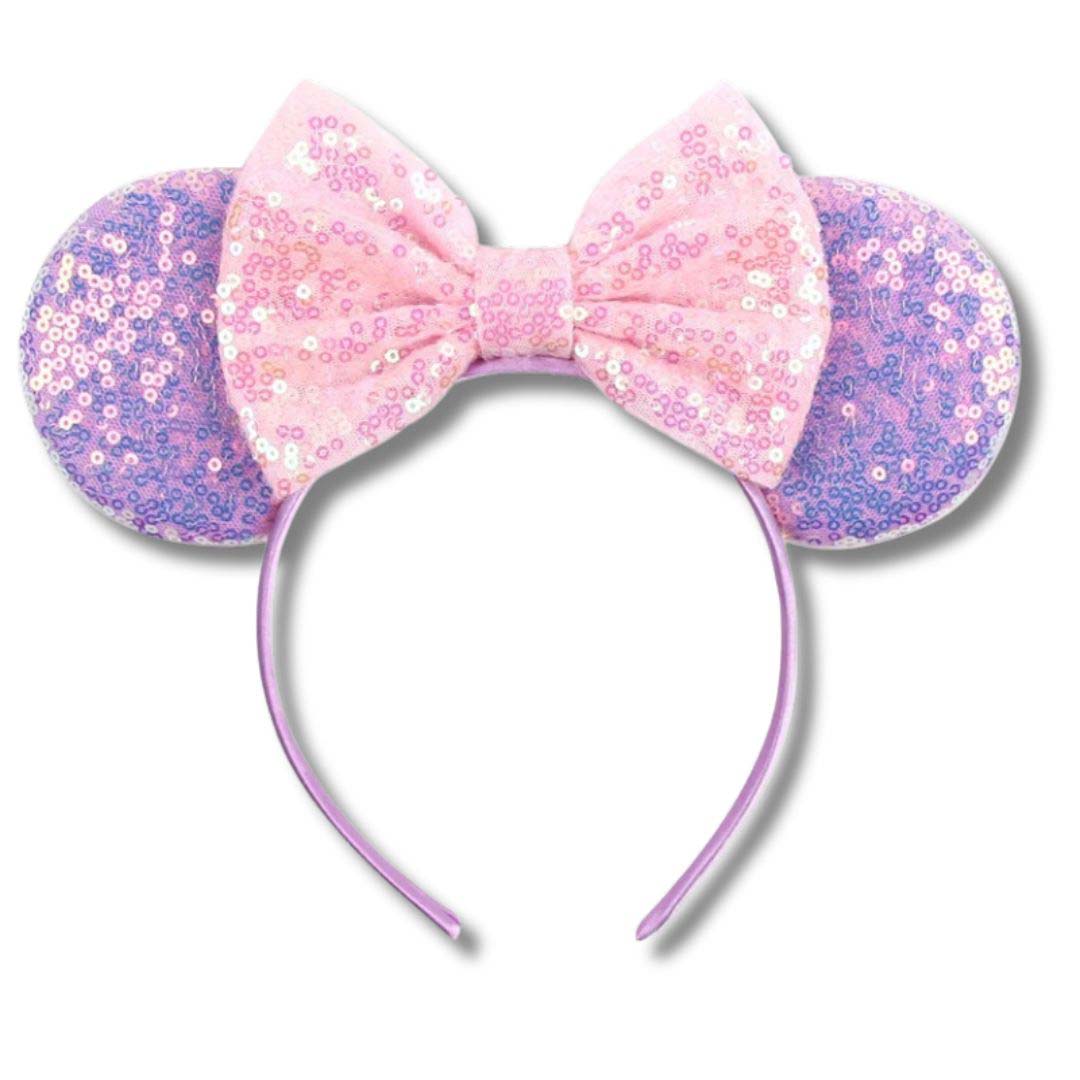 Lavender &amp; Pink Sequin Ears Headband with Bow